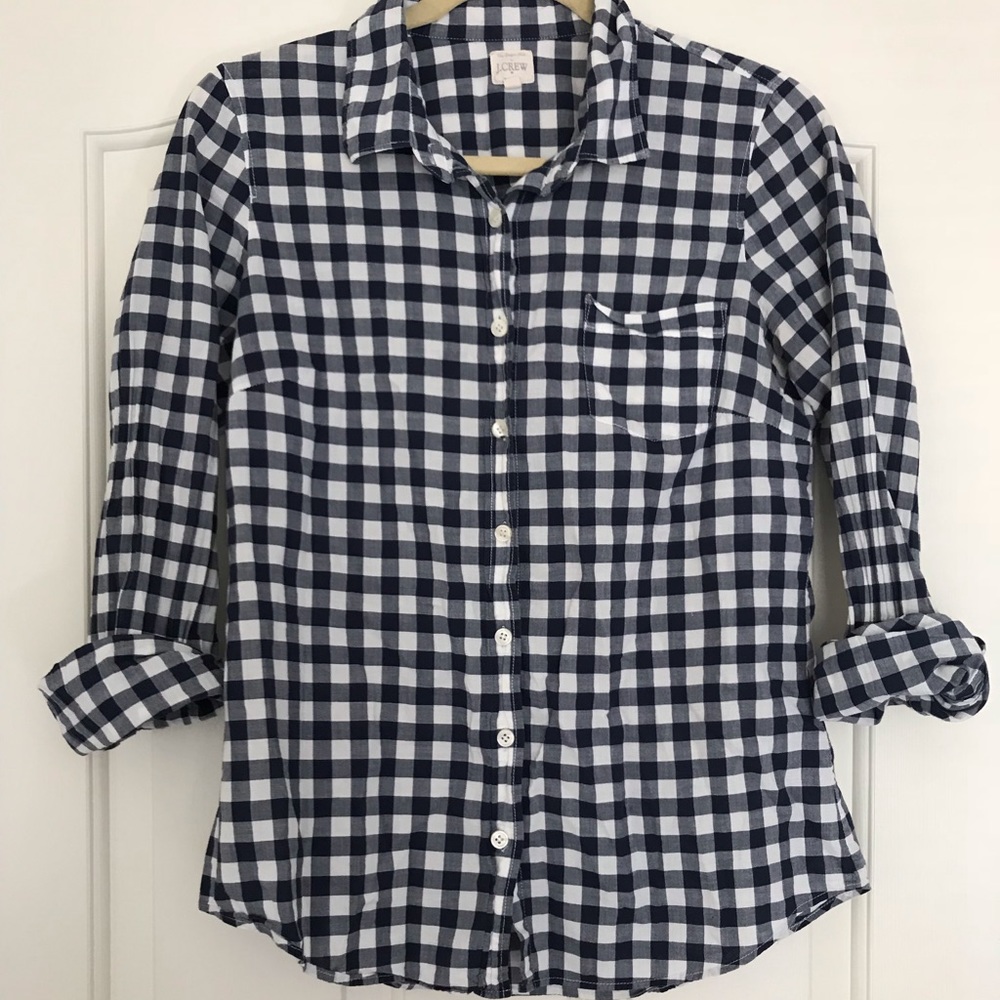 Jcrew Blue & White checkered top M
